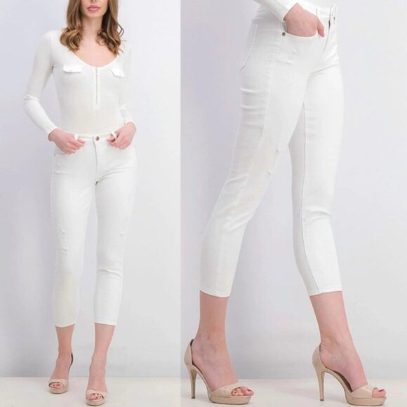 PISTOLA REVOLVE Jeans‎ White MidRise Semi Distressed Skinny P6822FTN-WAK Size 27 - Picture 3 of 15